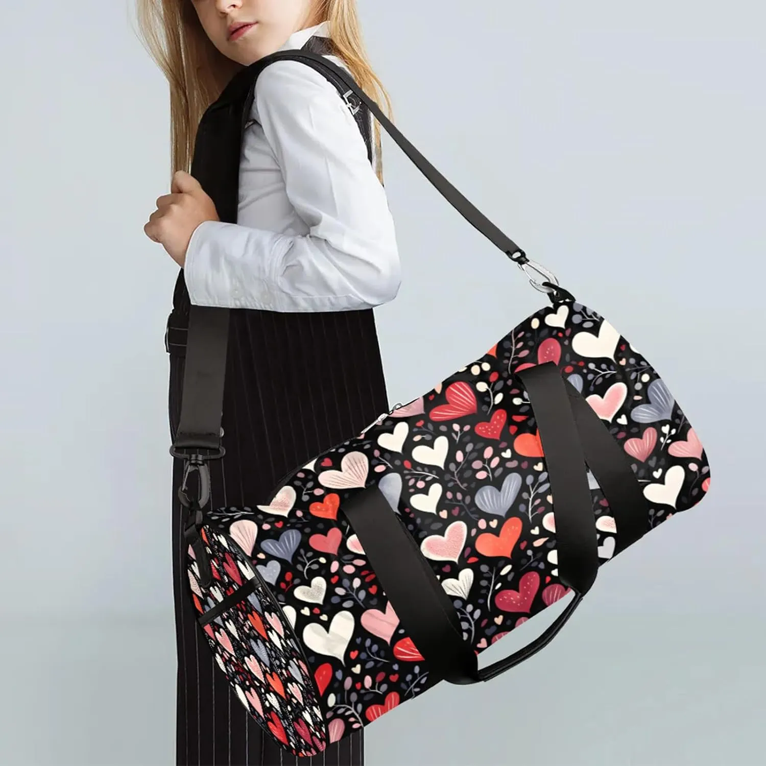 Plant Love Pattern Sports Gym Bag for Men Women Lightweight Travel Duffle Bag with Shoulder Strap Waterproof Carry On Weekender Overnight Bag for Travel Sports Gym