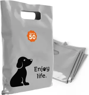 Plastic Bags with Handles,12x15 Merchandise Bags for Small Business,Die-Cut Retail Shopping & Boutique Bags,Vendor Event and Tradeshow Supplies,Enjoy Life