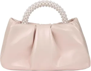 Pleated Clutch Purses for Women Soft Leather Evening Bag Pearl Handbags for Wedding Bridal Party Prom