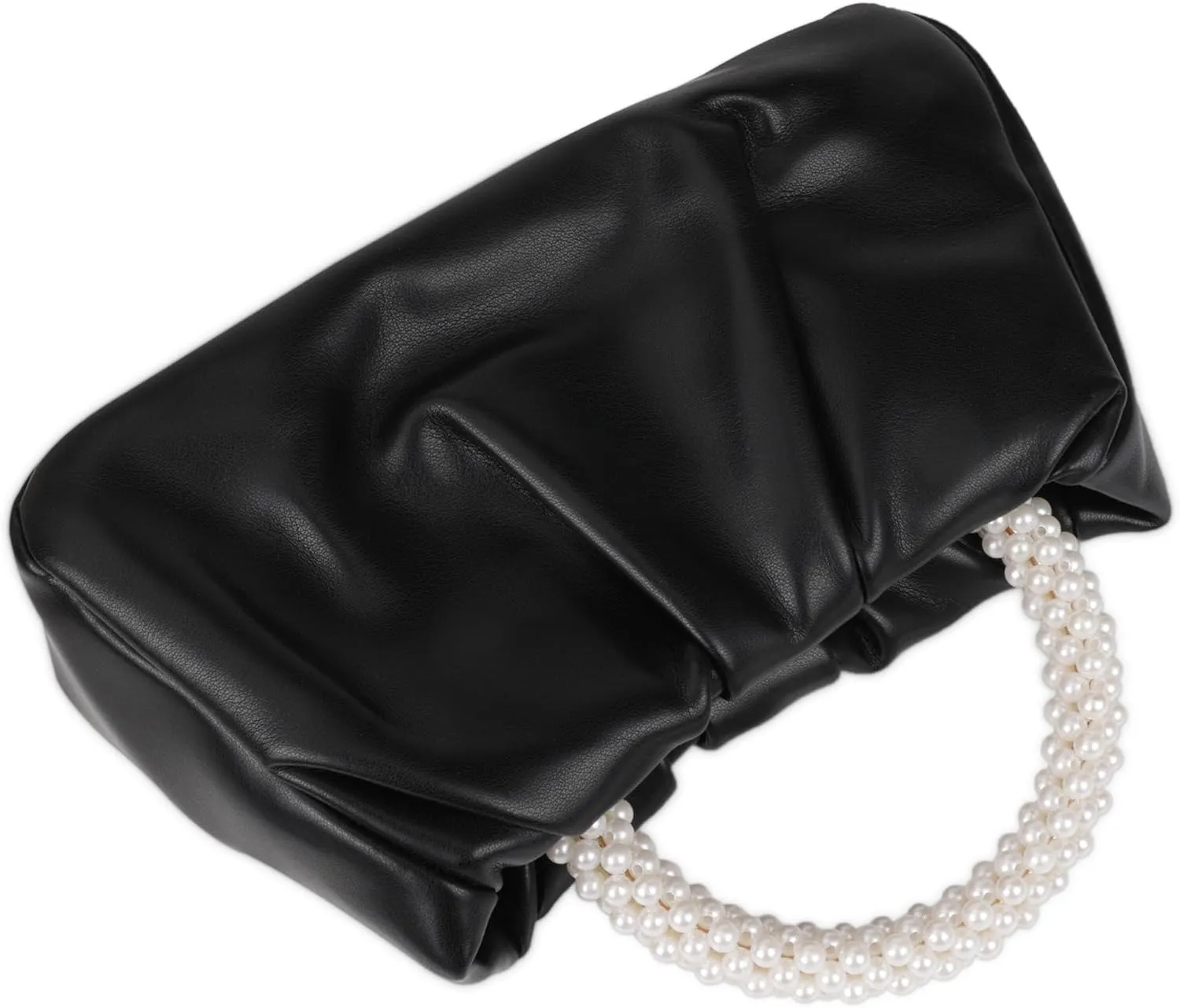 Pleated Clutch Purses for Women Soft Leather Evening Bag Pearl Handbags for Wedding Bridal Party Prom