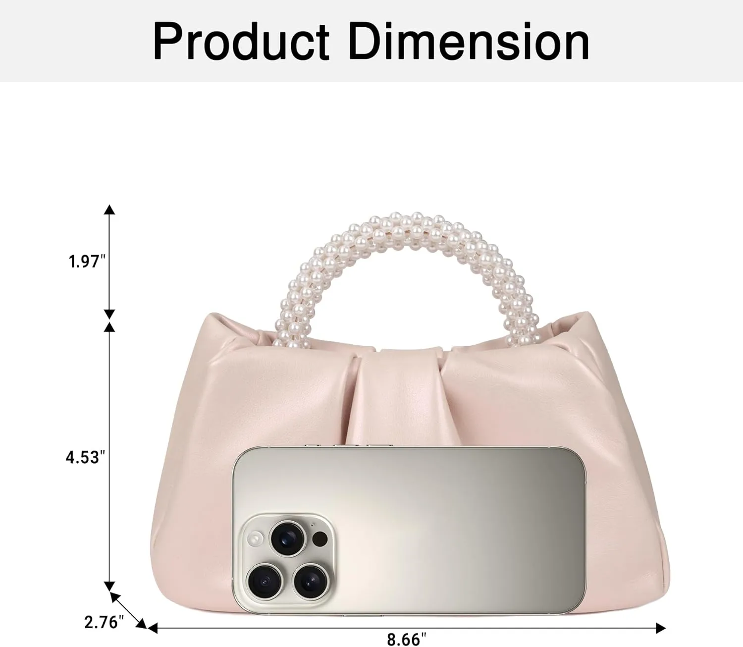 Pleated Clutch Purses for Women Soft Leather Evening Bag Pearl Handbags for Wedding Bridal Party Prom