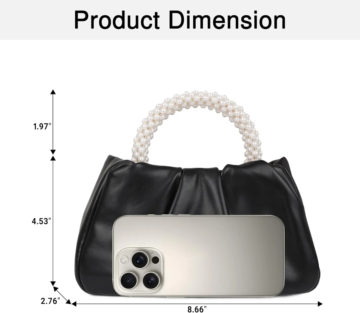 Pleated Clutch Purses for Women Soft Leather Evening Bag Pearl Handbags for Wedding Bridal Party Prom