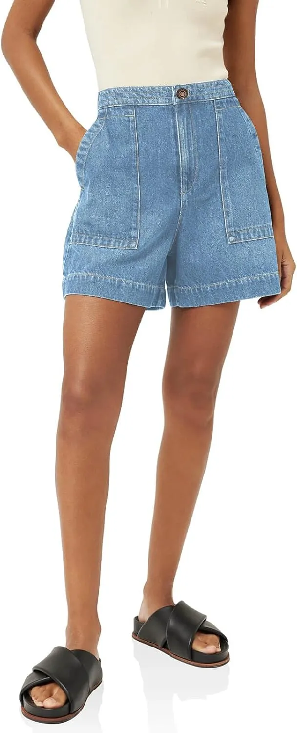 PLNOTME Women's Casual Jean Shorts High Waisted Denim Shorts Wide Leg Summer Shorts with Pockets