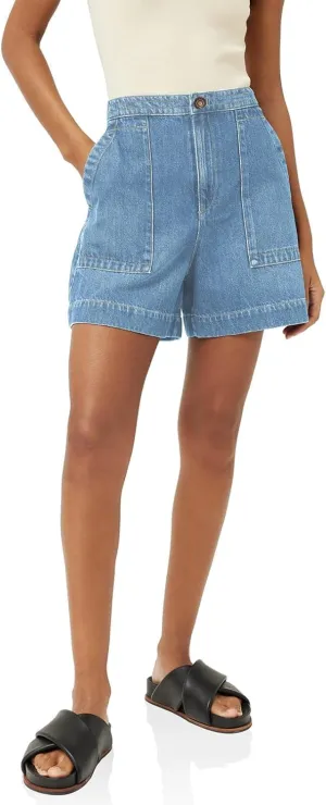 PLNOTME Women's Casual Jean Shorts High Waisted Denim Shorts Wide Leg Summer Shorts with Pockets