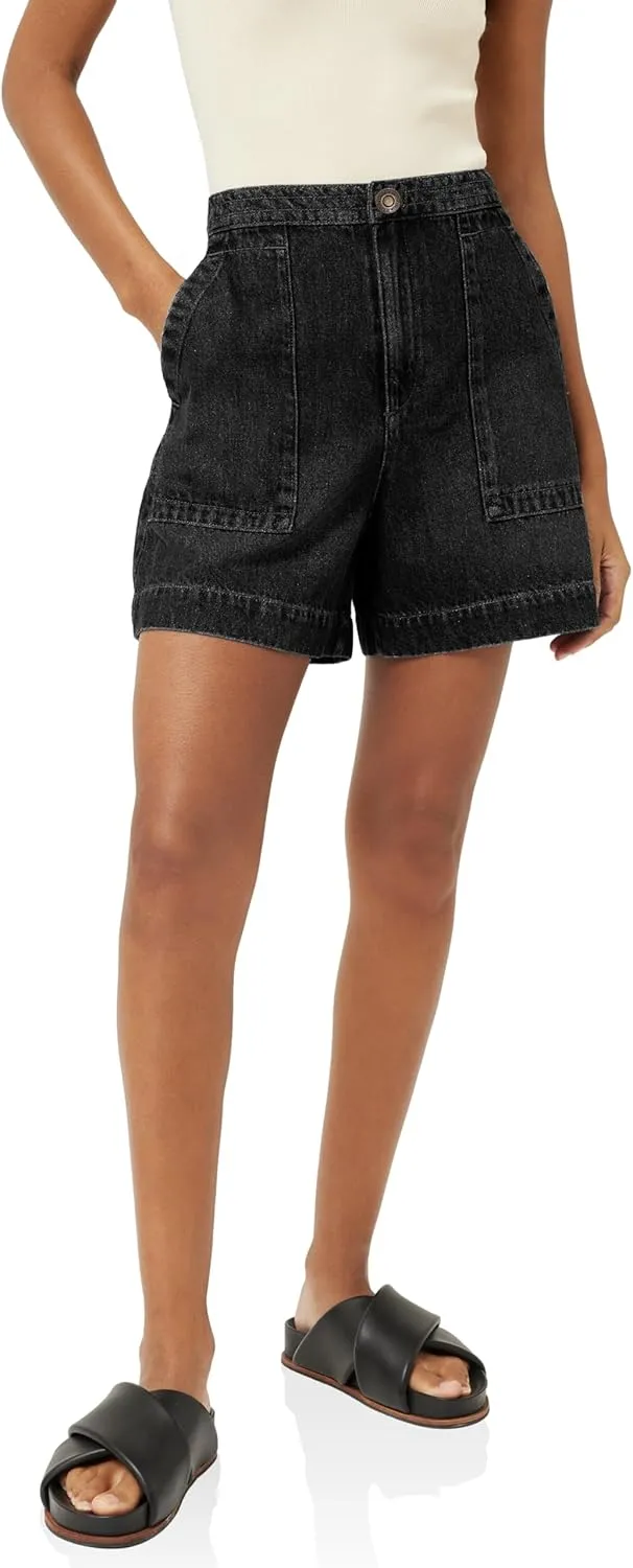PLNOTME Women's Casual Jean Shorts High Waisted Denim Shorts Wide Leg Summer Shorts with Pockets