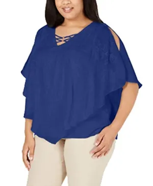 Plus Size  Embroidered Textured Top
