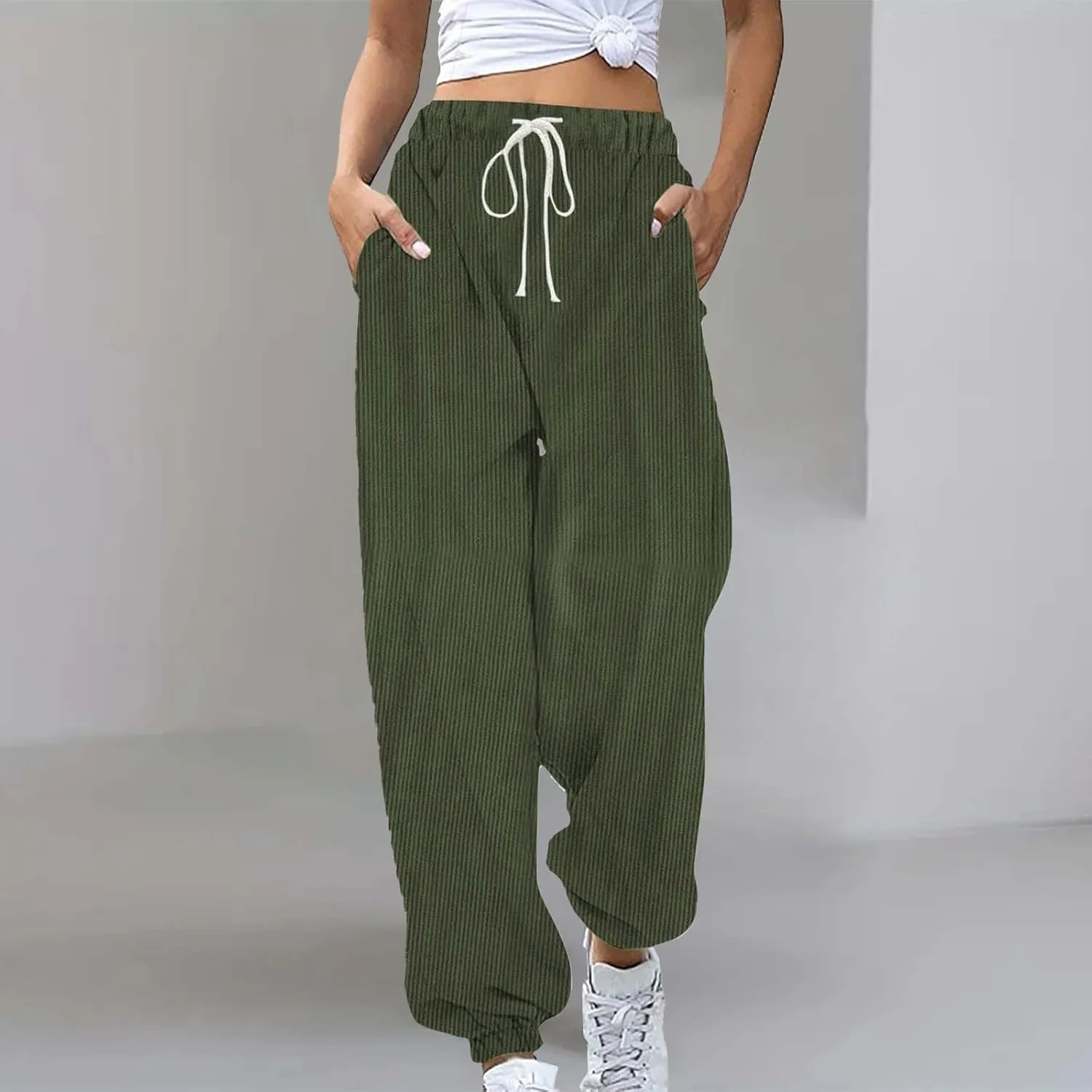 Plus Size Joggers Pants for Women Soft Lounge Sweatpants Casual Loose Comfy Pajama Drawstring Pant with Pocket