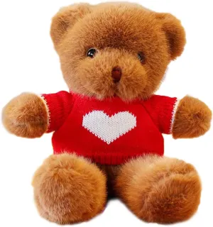 Plush Teddy Bear Stuffed Animals Toys with Heart Sweater Dolls Gifts for Girls Girlfriend Lover Brown