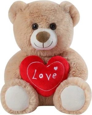 Plush Teddy Bear with Heart Stuffed Animals Toys Dolls Birthday Valentine's Day Gifts for Girls Girlfriend Lover 9 Inches (Brown)