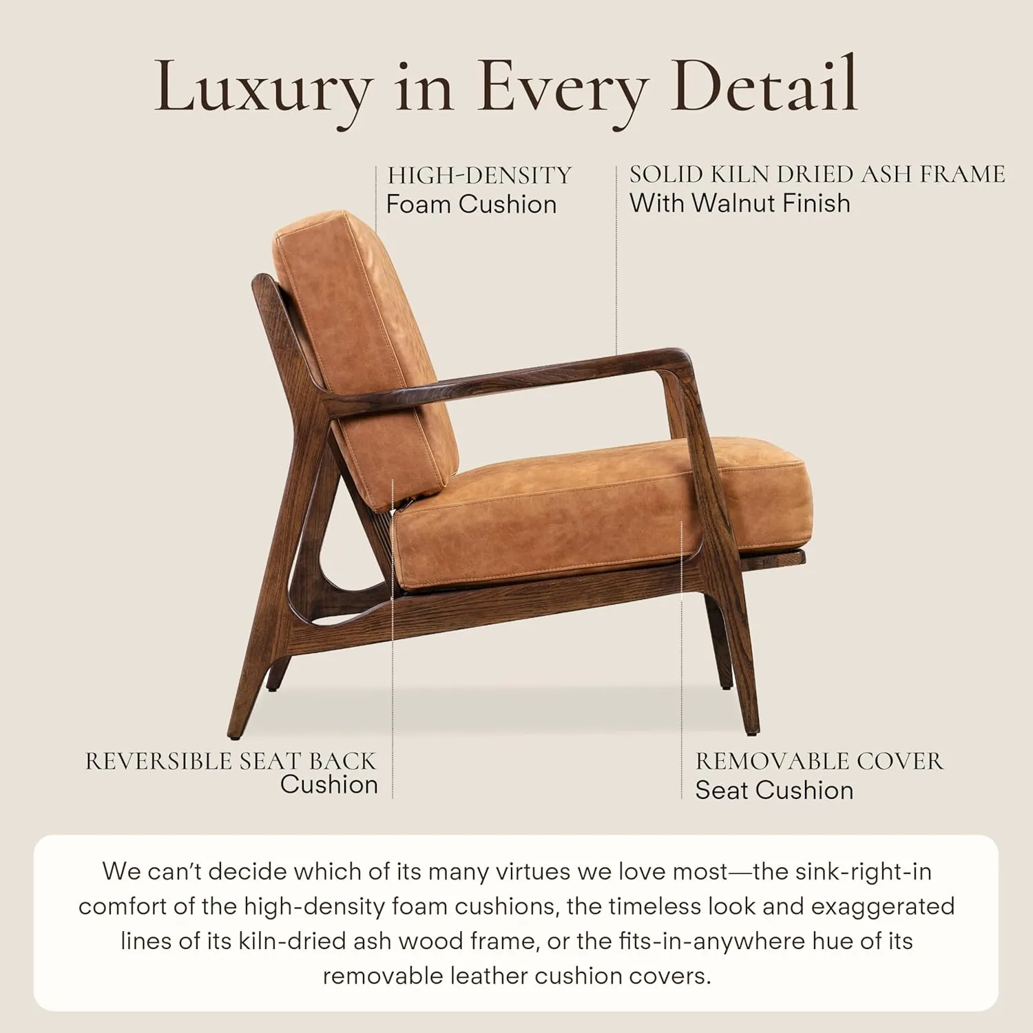 POLY & BARK Verity Lounge Chair, Cognac Tan