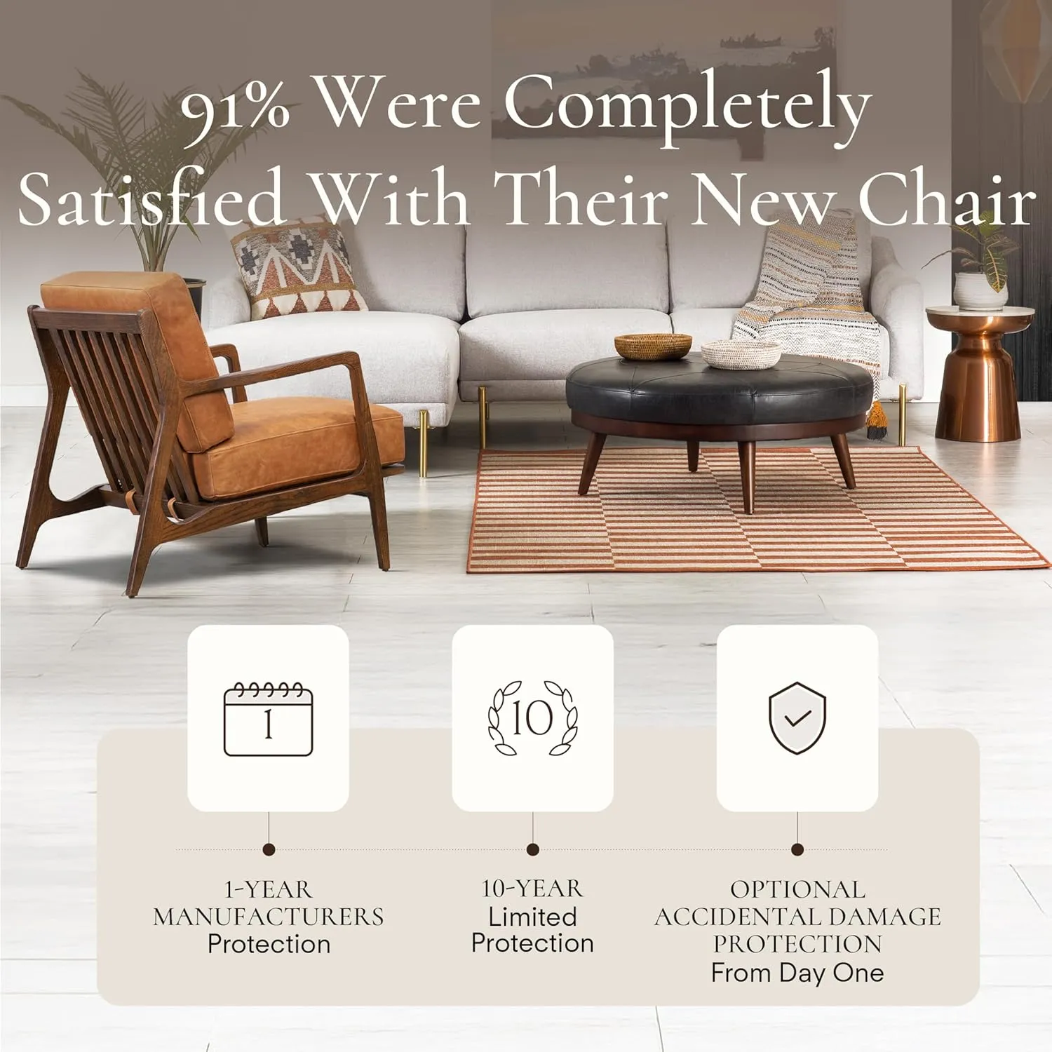 POLY & BARK Verity Lounge Chair, Cognac Tan