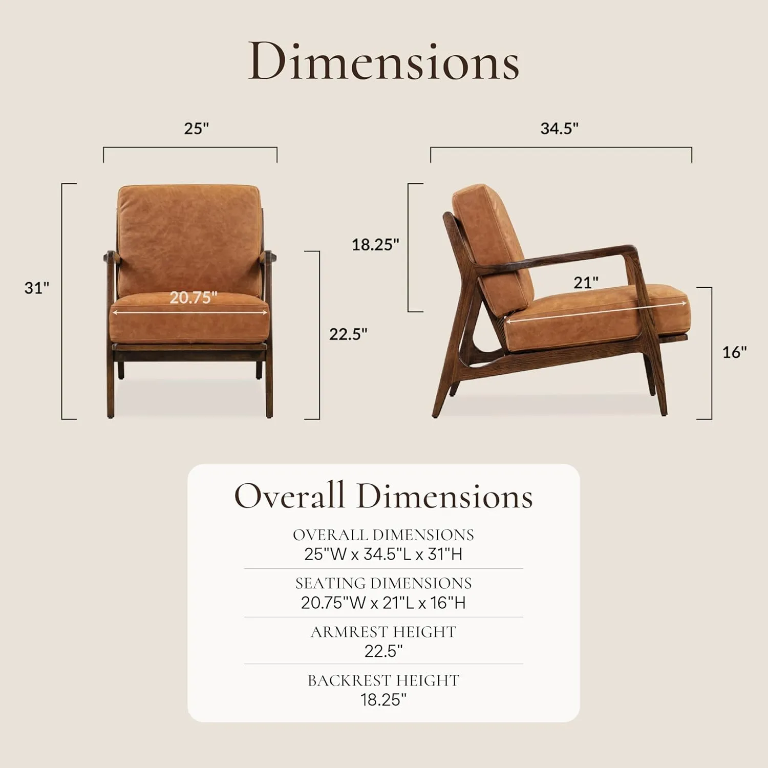 POLY & BARK Verity Lounge Chair, Cognac Tan