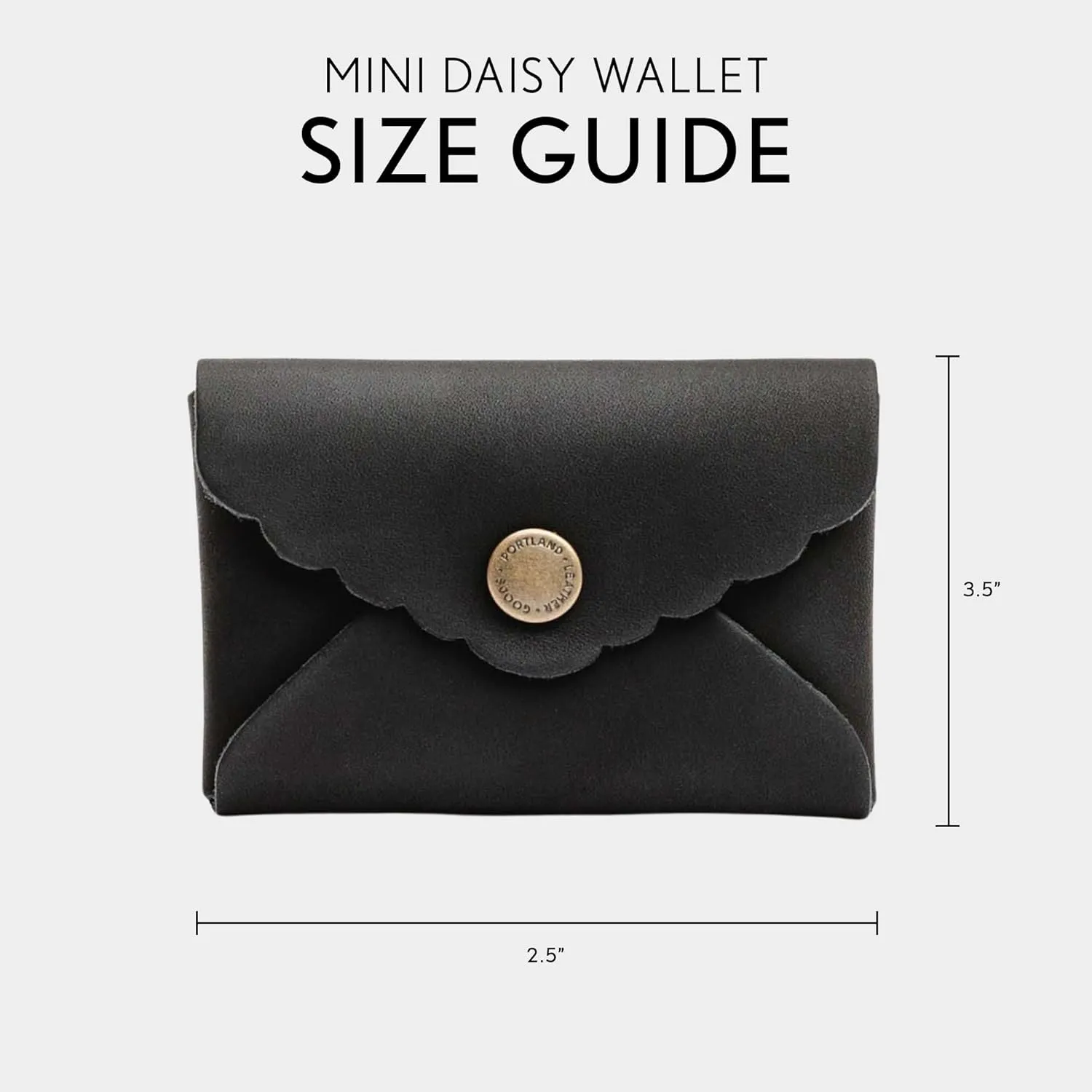 Portland Leather Goods Mini Daisy Wallet for Women – Handmade from the Finest Full-Grain Hides – Features Envelope Design with Snap Closure – Black