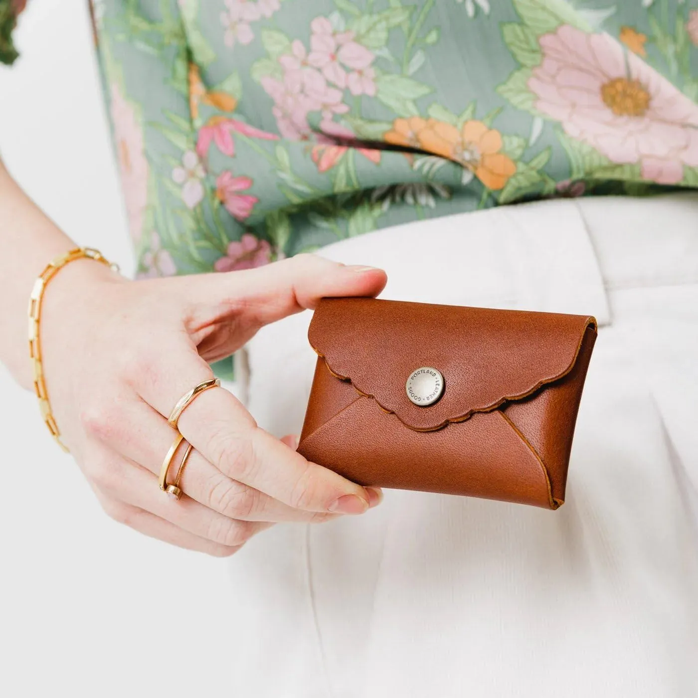 Portland Leather Goods Mini Daisy Wallet for Women – Handmade from the Finest Full-Grain Hides – Features Envelope Design with Snap Closure – Honey