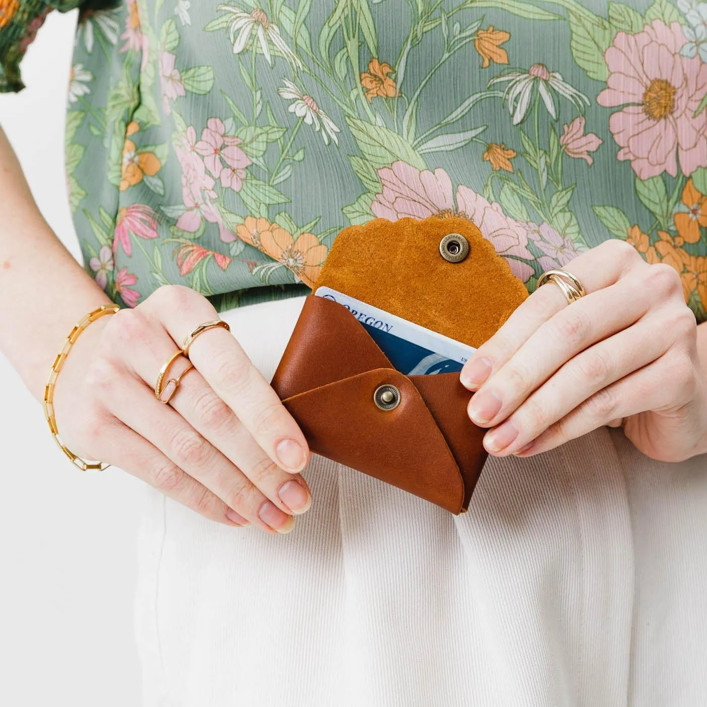 Portland Leather Goods Mini Daisy Wallet for Women – Handmade from the Finest Full-Grain Hides – Features Envelope Design with Snap Closure – Honey