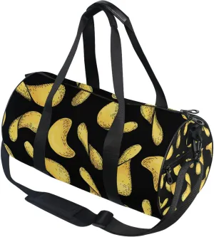 Potato Chips Pattern Black Gym Duffle Bag for Women Men Sports Fitness Bag Workout Travel Gymnastics Dance Ballet