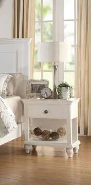 Poundex F4349 Nightstand, White Finish