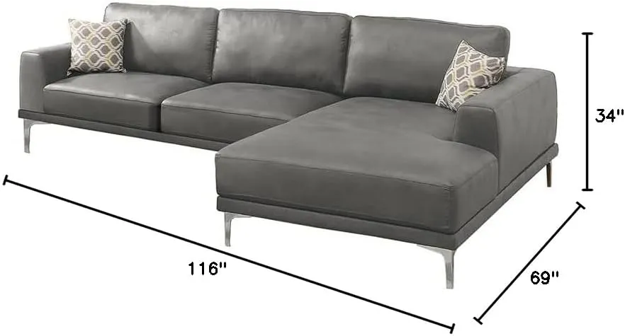 Poundex Sectional, Antique Grey