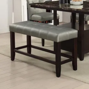 Poundex Tufted High Bench, Silver
