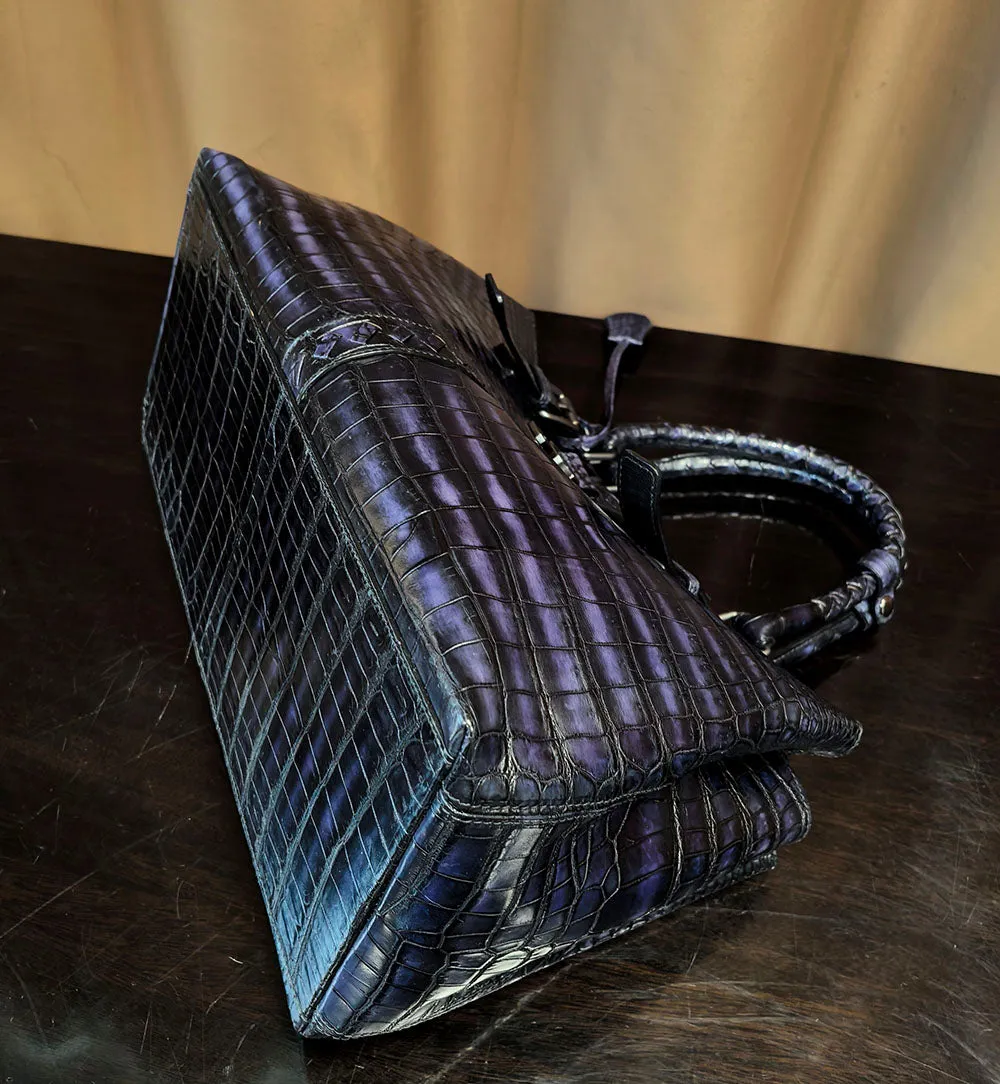 Preorder Genuine Crocodile Leather Travel Tote Bag Black