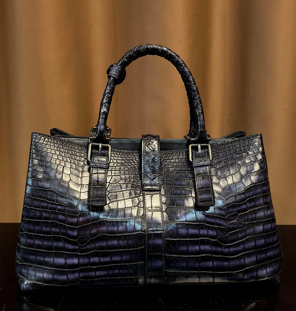 Preorder Genuine Crocodile Leather Travel Tote Bag Black