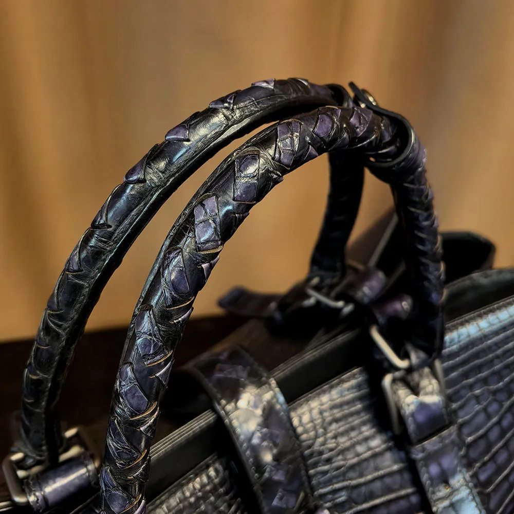 Preorder Genuine Crocodile Leather Travel Tote Bag Black