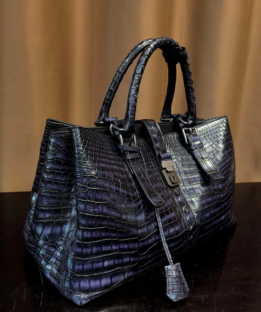 Preorder Genuine Crocodile Leather Travel Tote Bag Black