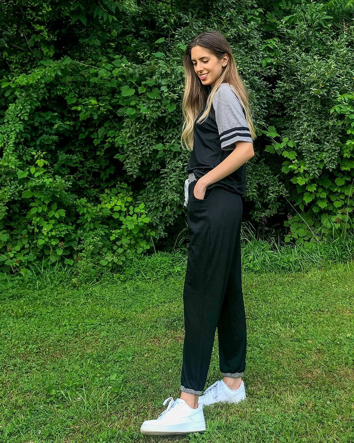 PRETTYGARDEN Women Summer Two Piece Outfits Striped Short Sleeve Pullover and Long Pants Tracksuit Travel Pajama Lounge Set