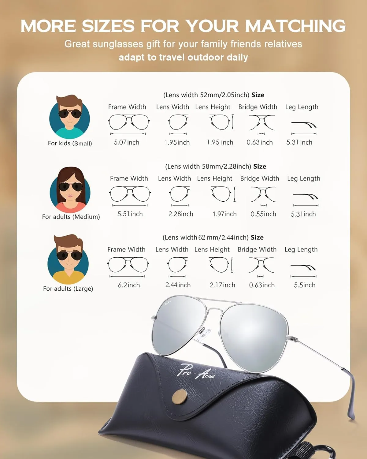 Pro Acme Classic Aviator Sunglasses for Women & Men Metal Frame UV400 Driver Sunglasses