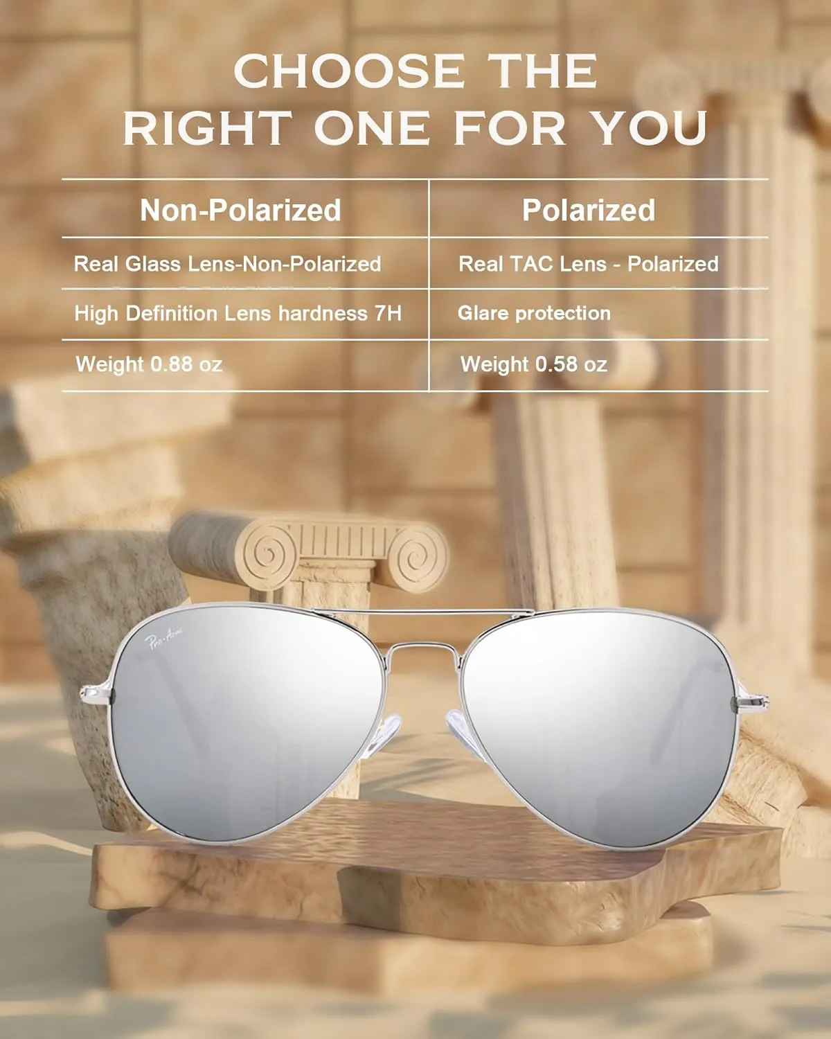 Pro Acme Classic Aviator Sunglasses for Women & Men Metal Frame UV400 Driver Sunglasses