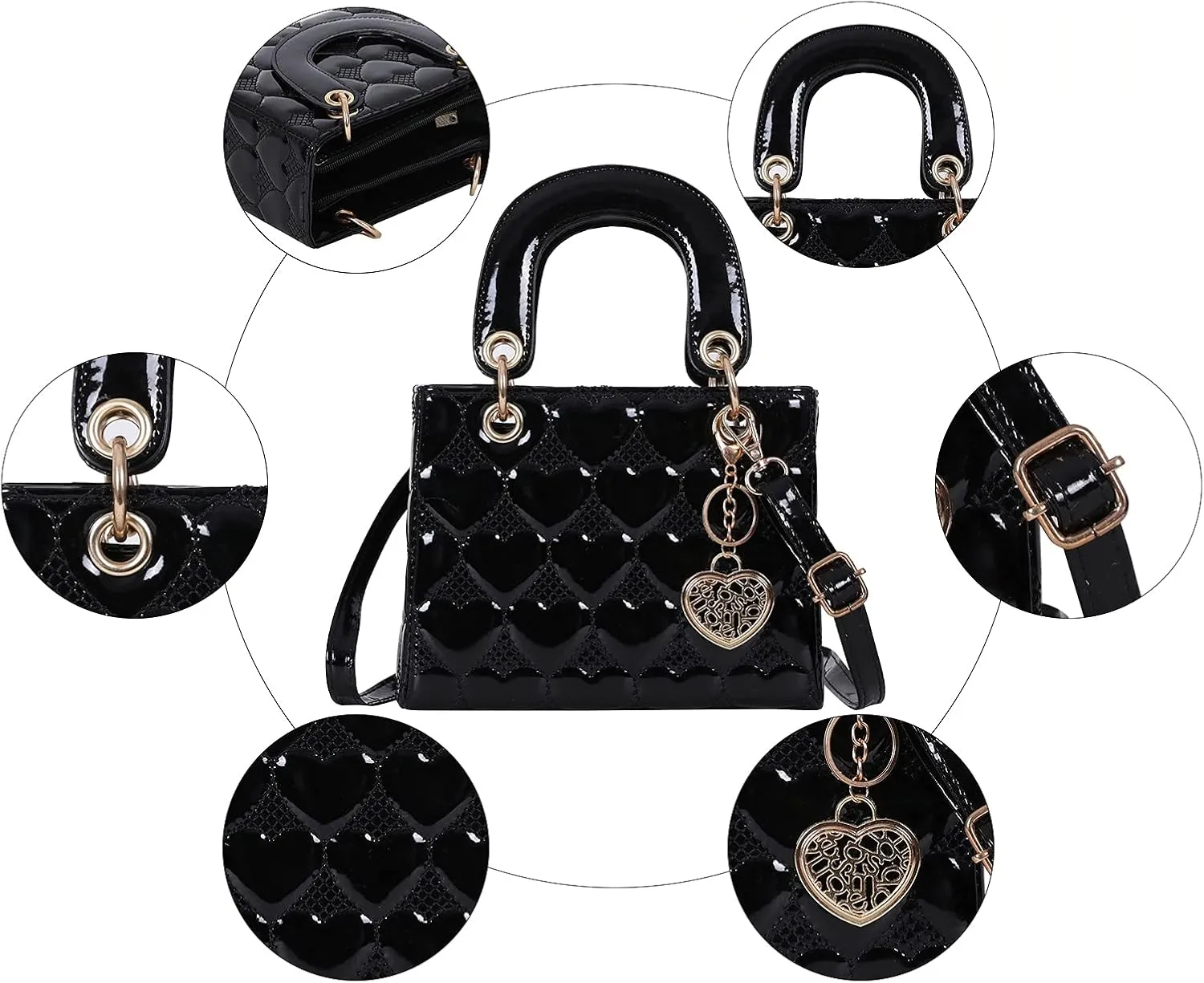 Purses and Handbag for Women Fashion Ladies Leather Top Handle Shiny Patent Satchel Shoulder Tote Bag Crossbody