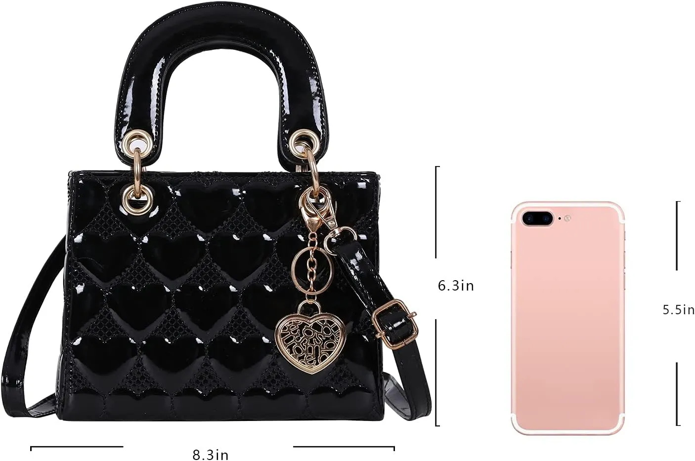 Purses and Handbag for Women Fashion Ladies Leather Top Handle Shiny Patent Satchel Shoulder Tote Bag Crossbody
