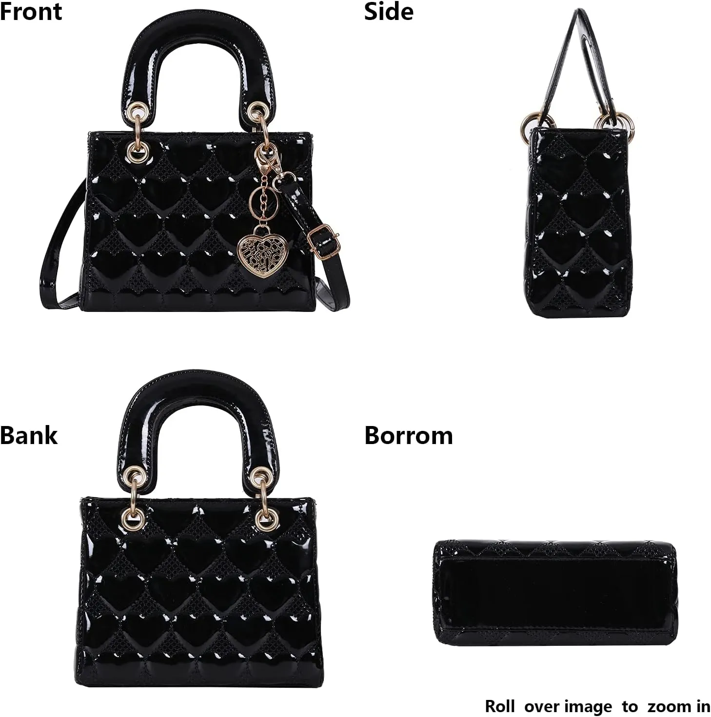 Purses and Handbag for Women Fashion Ladies Leather Top Handle Shiny Patent Satchel Shoulder Tote Bag Crossbody