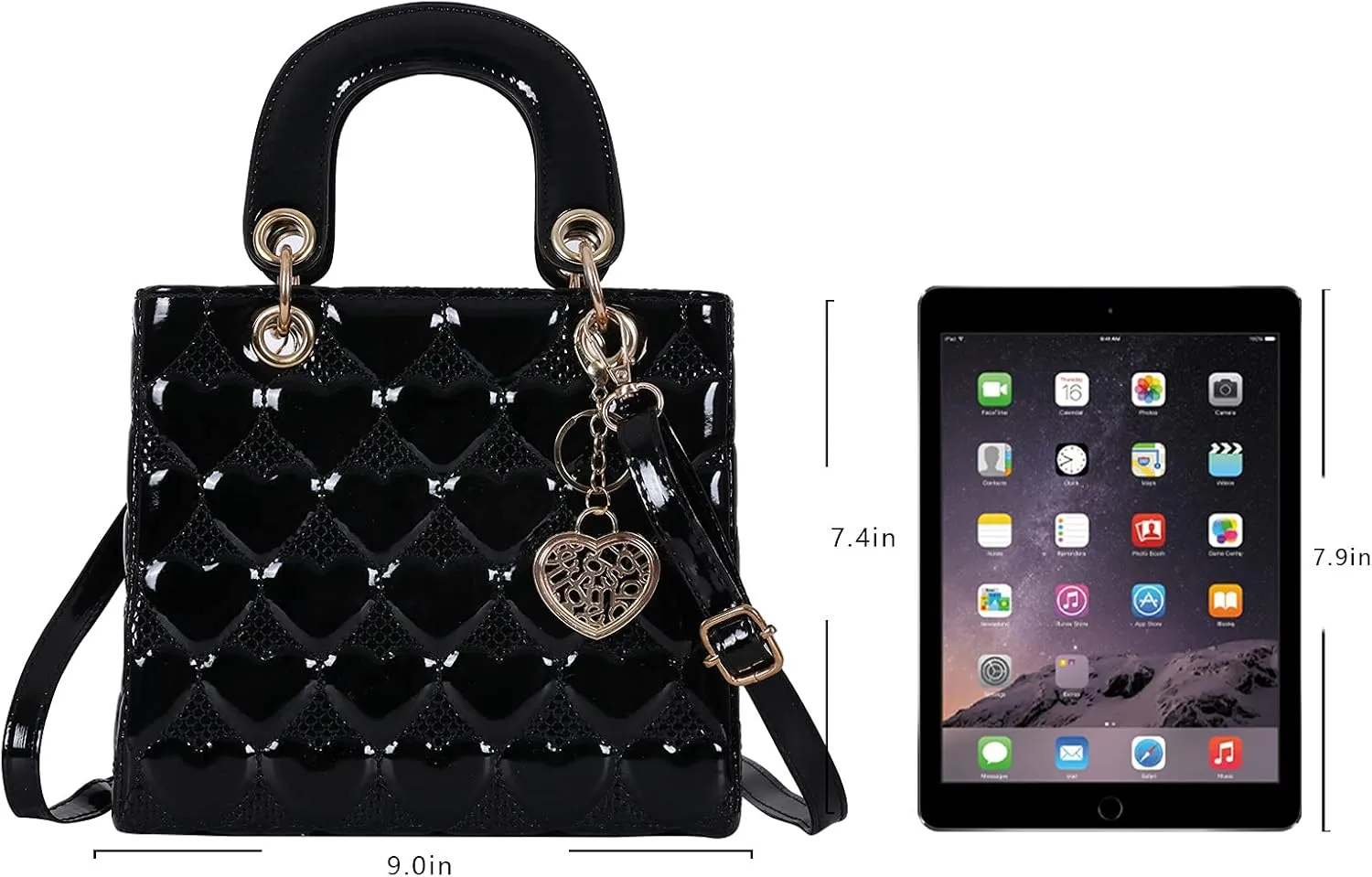 Purses and Handbag for Women Fashion Ladies Leather Top Handle Shiny Patent Satchel Shoulder Tote Bag Crossbody