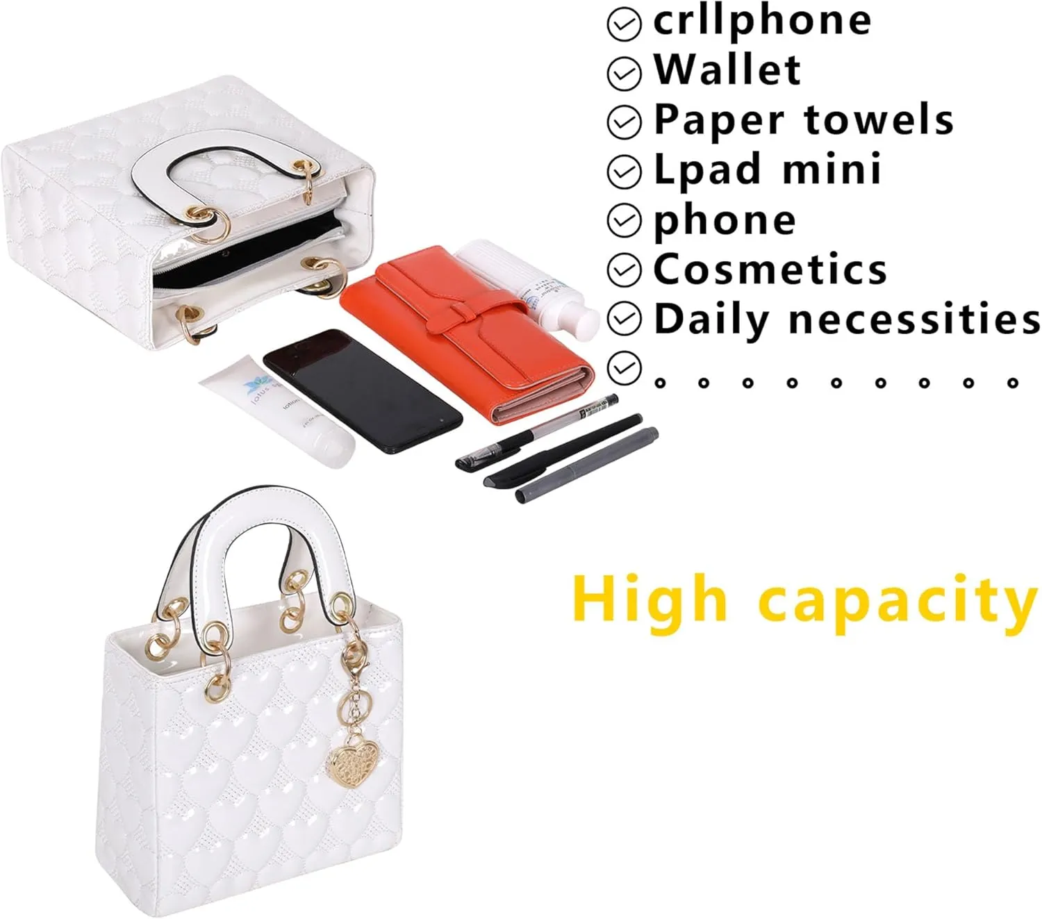 Purses and Handbag for Women Fashion Ladies Leather Top Handle Shiny Patent Satchel Shoulder Tote Bag Crossbody