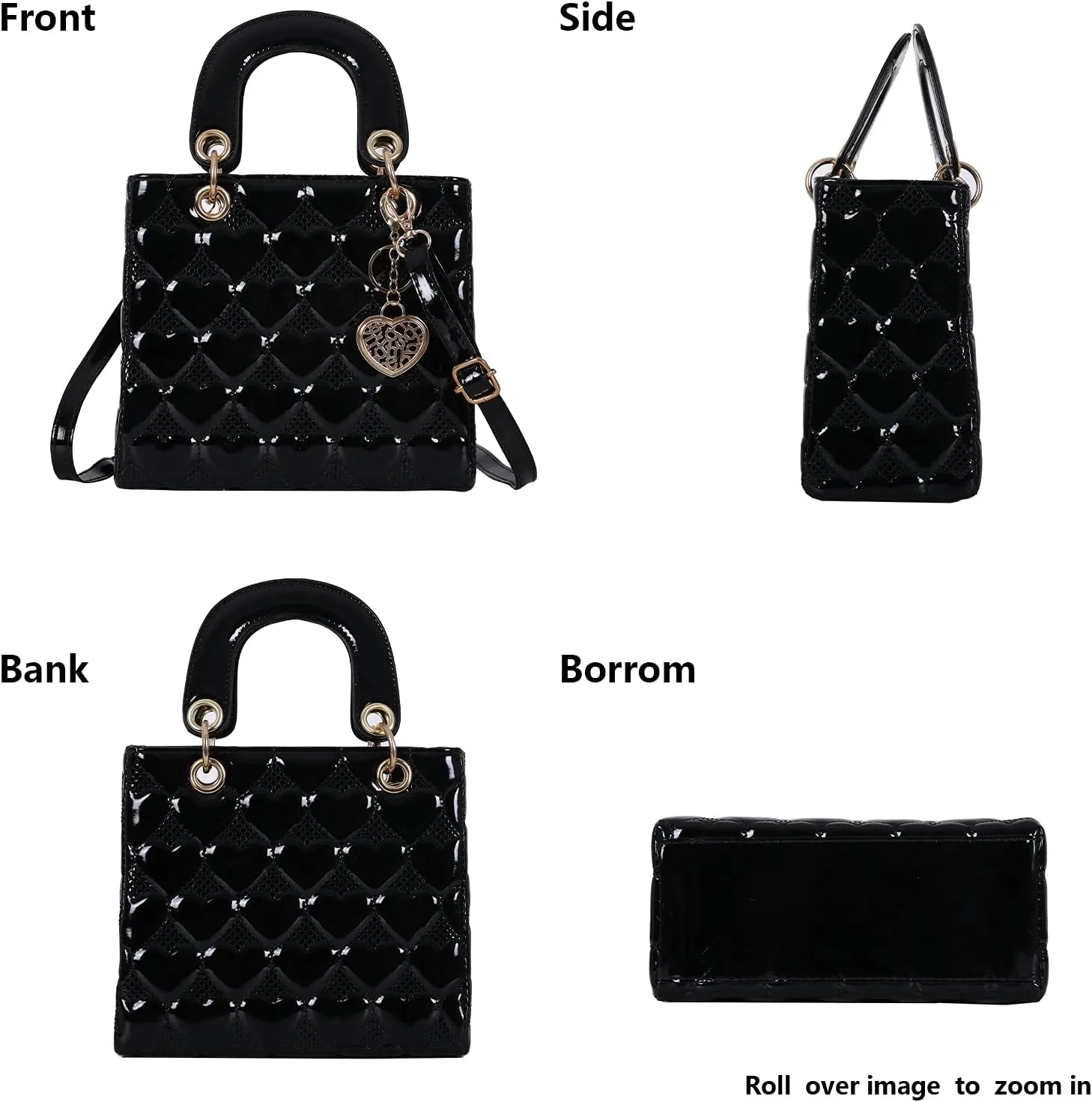 Purses and Handbag for Women Fashion Ladies Leather Top Handle Shiny Patent Satchel Shoulder Tote Bag Crossbody