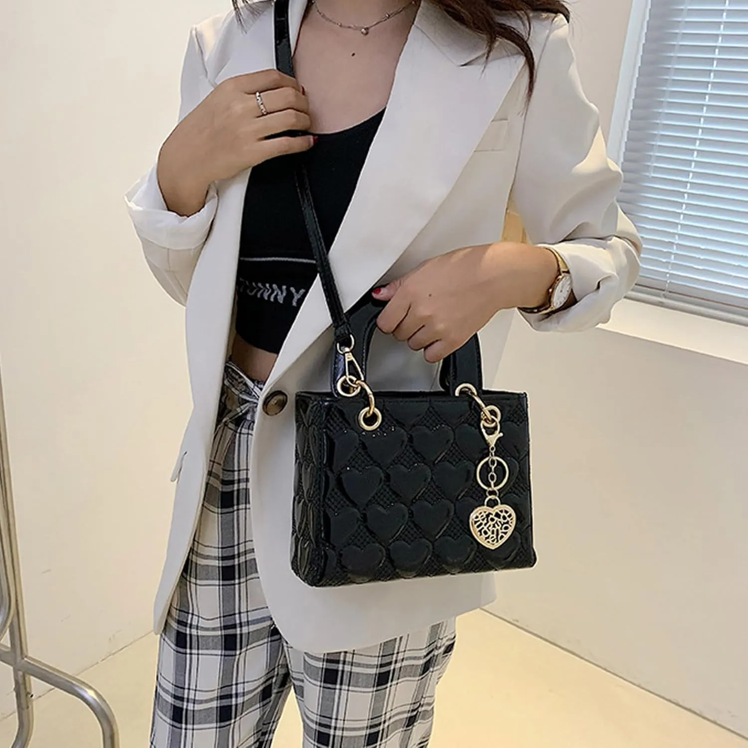 Purses and Handbag for Women Fashion Ladies Leather Top Handle Shiny Patent Satchel Shoulder Tote Bag Crossbody