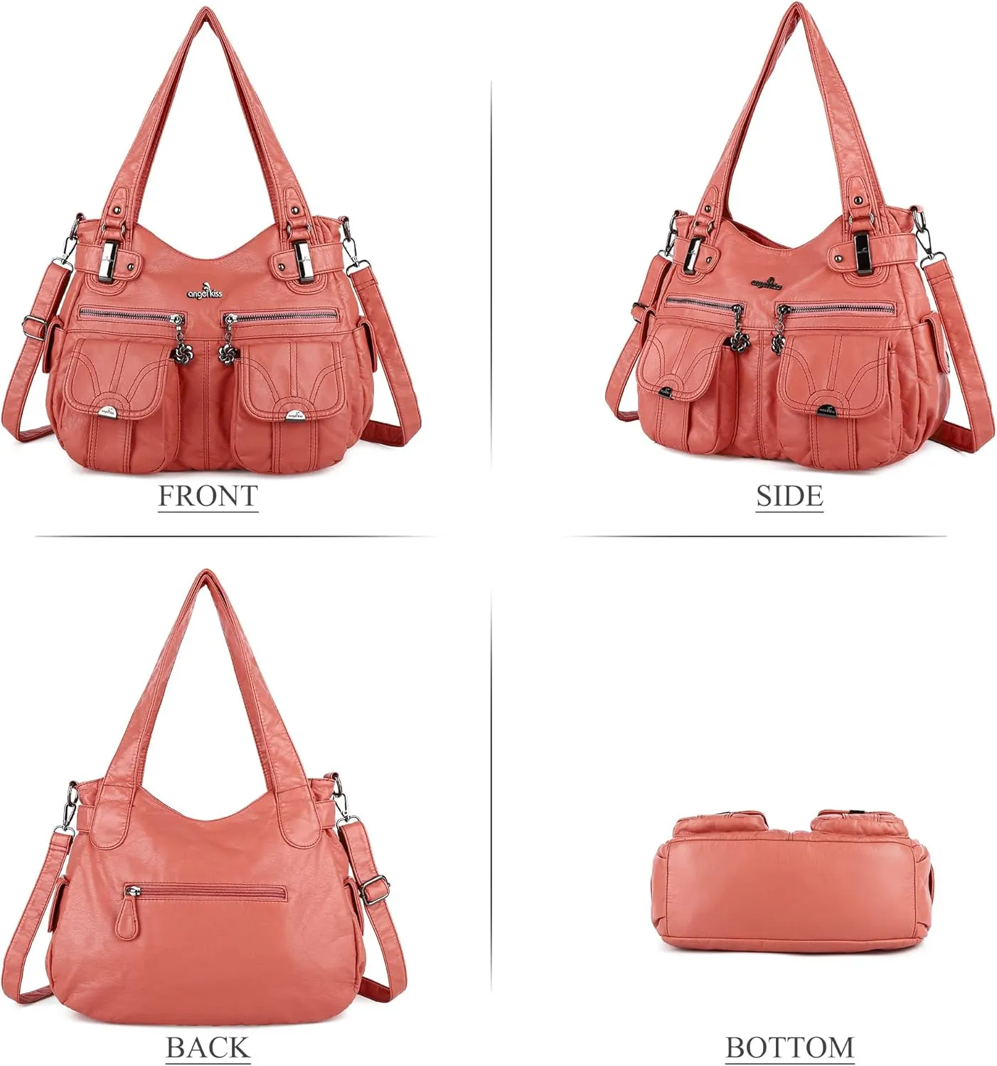 Purses and Handbags Women Tote Shoulder Top Handle Satchel Hobo Bags Fashion Washed Leather Purse