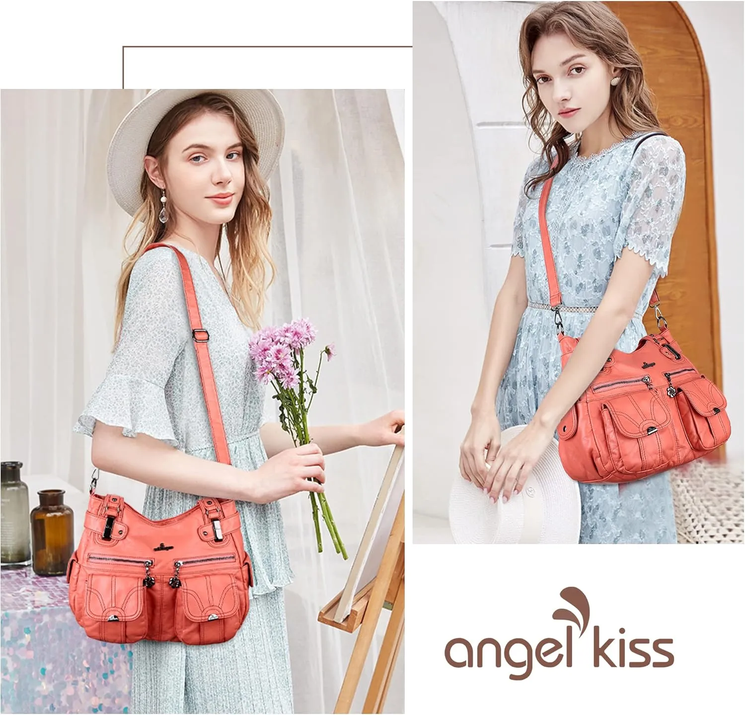 Purses and Handbags Women Tote Shoulder Top Handle Satchel Hobo Bags Fashion Washed Leather Purse