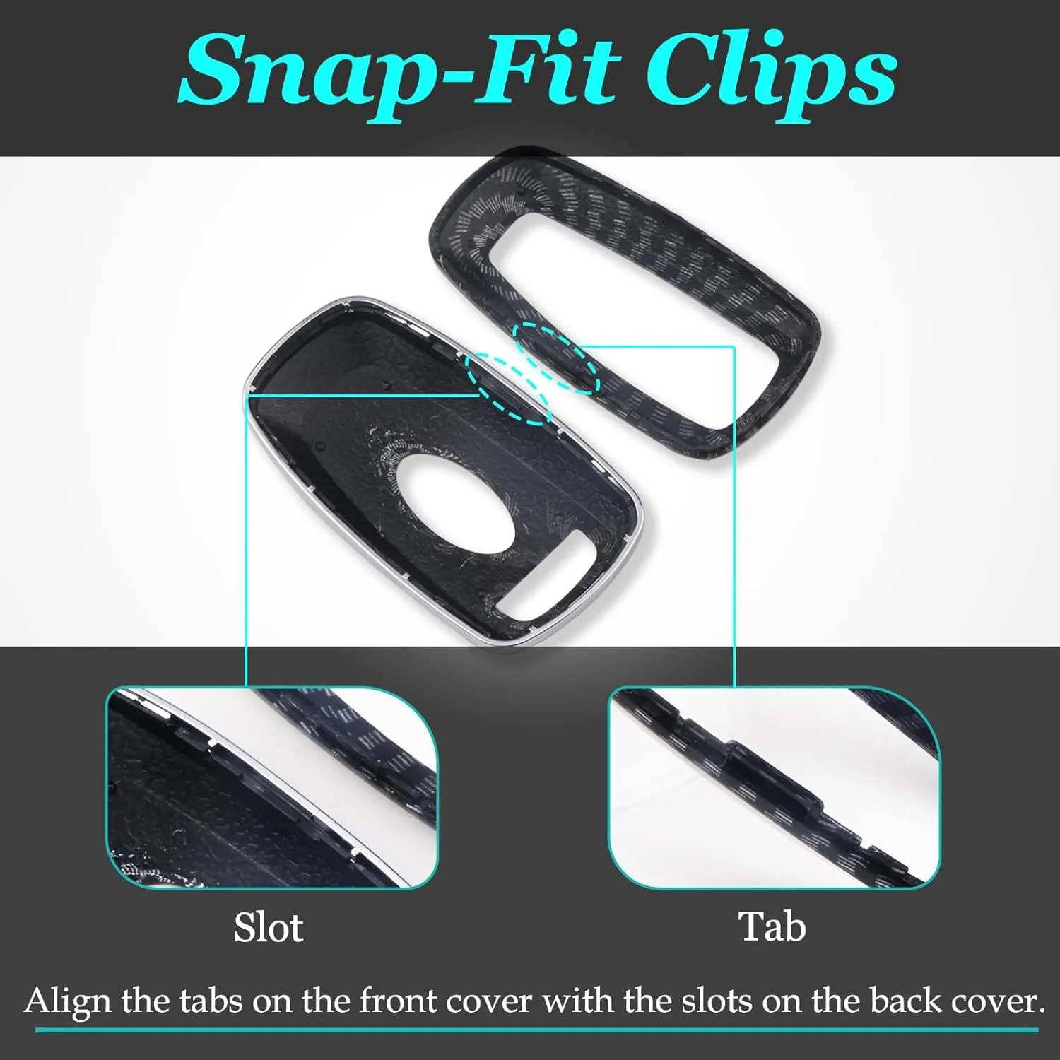 QBUC for Ford Key Fob Cover with Keychain Full Protection Durable ABS Shell Compatible with 2018-2025 Expedition Explorer Edge Escape Mustang Bronco F-150 Ranger Maverick Lincoln(Carbon Fiber)