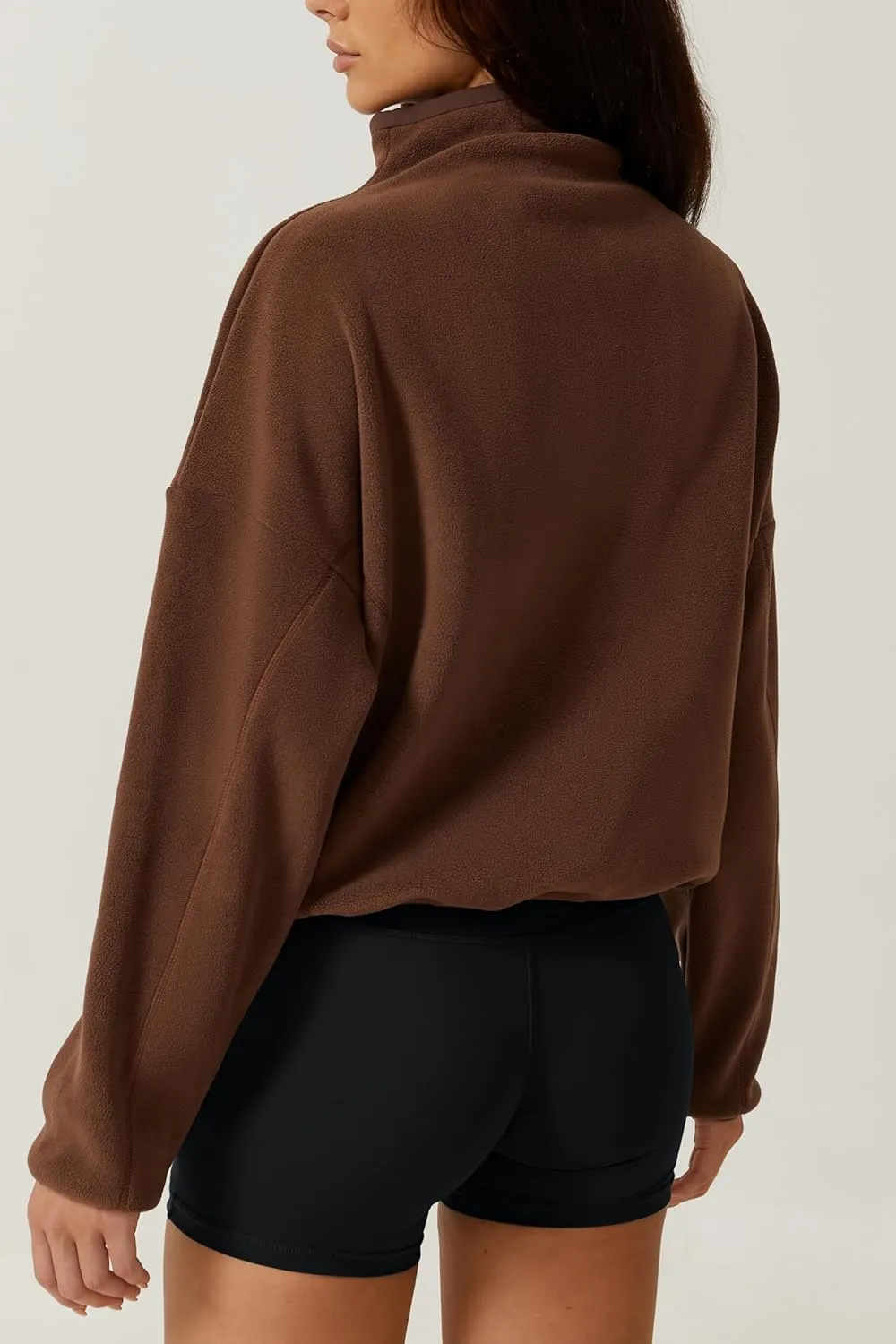 QINSEN Women Half Zip Fleece Sweatshirt Mock Neck Long Sleeve Winter Cozy Sherpa Pullover Sweater Tops