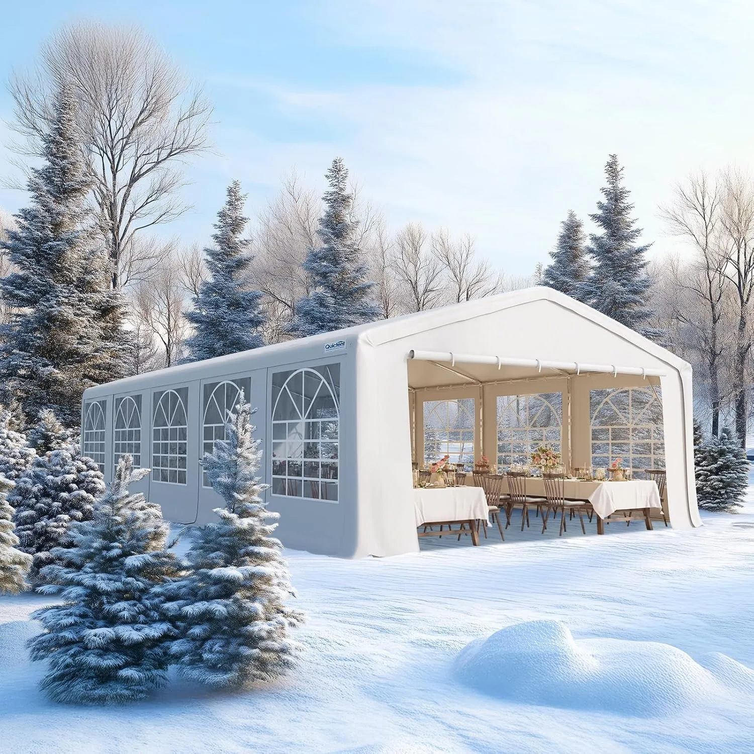 Quictent Premium 20x32 Party Tent Heavy Duty Outdoor Gazebo White Event Shelter Wedding Canopy Tent for Parties Carport BBQ with Removable Sidewall Windows & Storage Bags