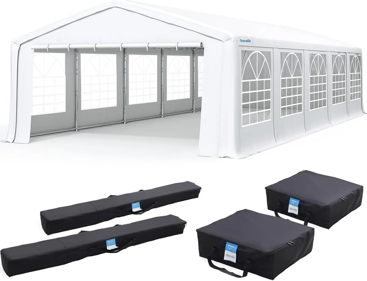 Quictent Premium 20x32 Party Tent Heavy Duty Outdoor Gazebo White Event Shelter Wedding Canopy Tent for Parties Carport BBQ with Removable Sidewall Windows & Storage Bags