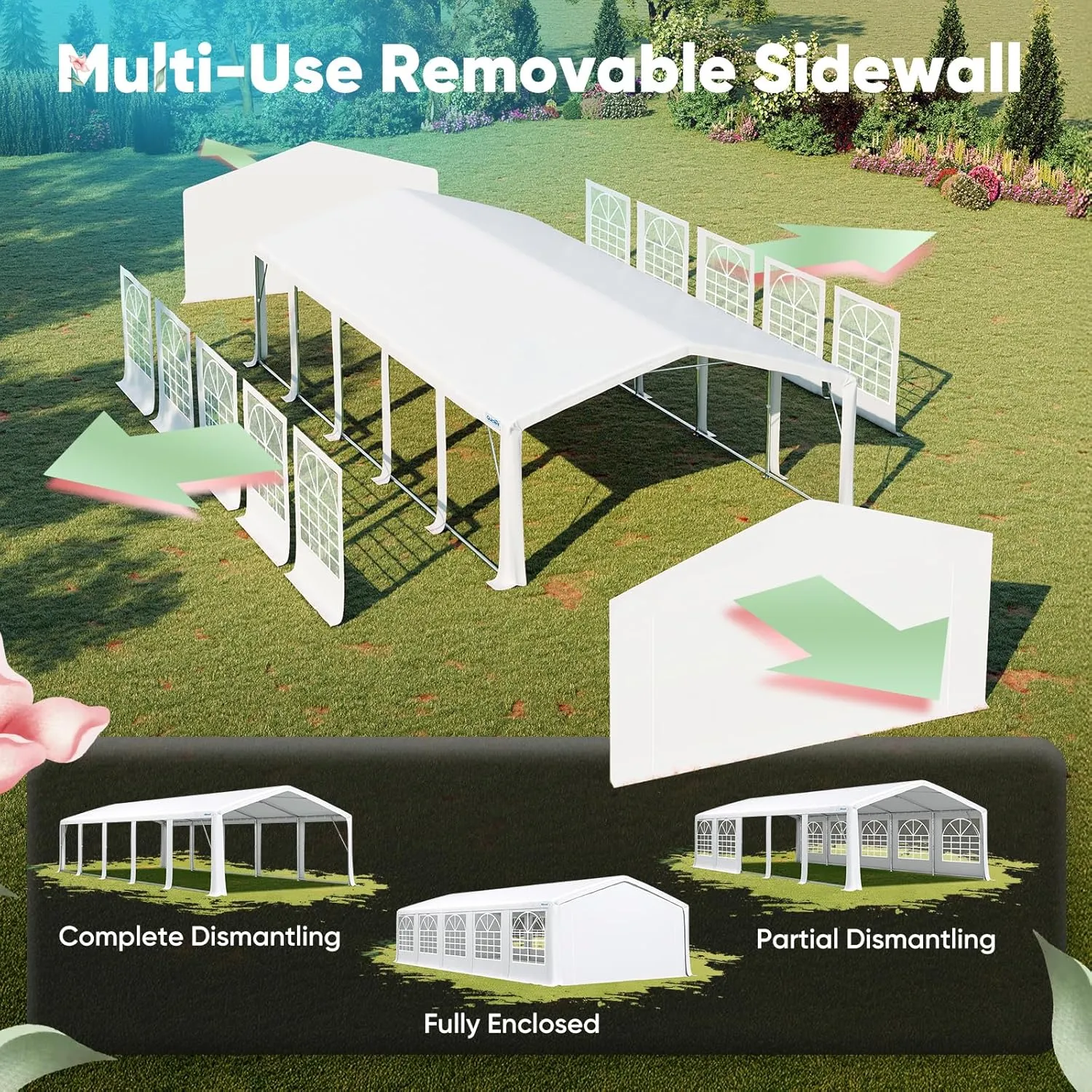 Quictent Premium 20x32 Party Tent Heavy Duty Outdoor Gazebo White Event Shelter Wedding Canopy Tent for Parties Carport BBQ with Removable Sidewall Windows & Storage Bags