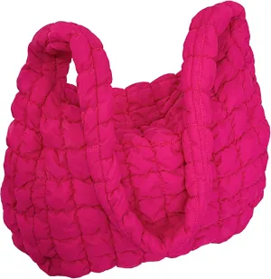 Quilted Tote Bag for Women Padded Shoulder Bag Large Hobo Purse Lightweight Nylon Padding Handbag