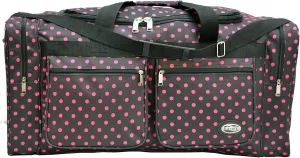 "E-Z Tote" Polka Dots Duffle Bag/Gym Bag/Travel Bag Size 30" with 4 Colors (Black/Pink Dots)
