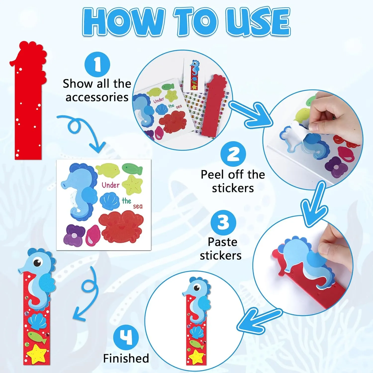 Qyeahkj 32 Sets Summer Ocean Animals Foam Craft for Kids Under The Sea Bookmark Craft DIY Arts Bulk Kit Beach Pool Party Favor Supplies DIY Gift for School Home Activities Party Favor Decorations