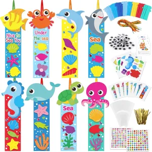 Qyeahkj 32 Sets Summer Ocean Animals Foam Craft for Kids Under The Sea Bookmark Craft DIY Arts Bulk Kit Beach Pool Party Favor Supplies DIY Gift for School Home Activities Party Favor Decorations