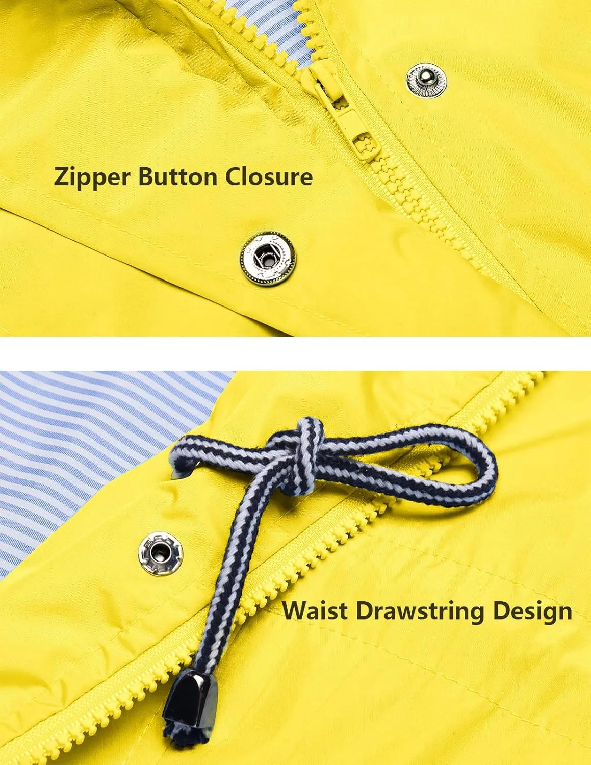 Rain Jacket Women Striped Lined Hooded Lightweight Raincoat Outdoor Waterproof Windbreaker