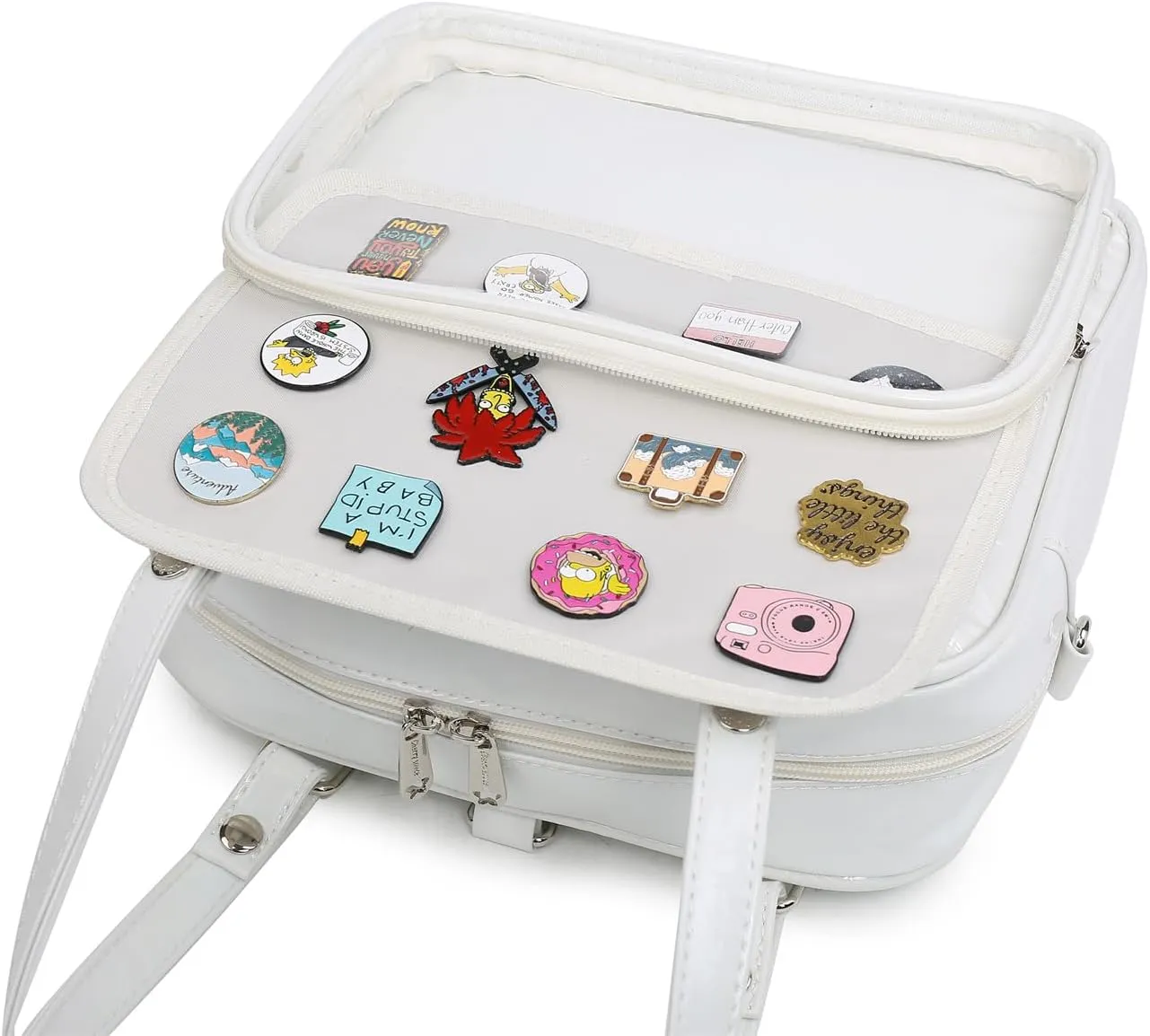 RAINBOW SMILE Ita Bag Multi-Purpose Backpack Crossbody Purse Kawaii Pin Display Bag with Insert for Anime Pins Display